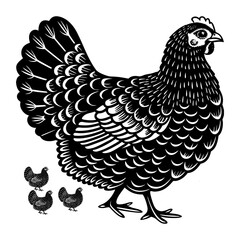 Silhouette of Hen isolated on white background
