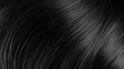 Close-up view of dark, flowing strands of hair.