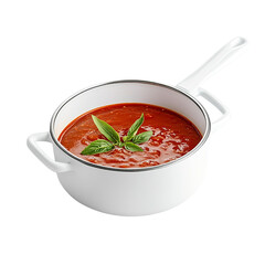 Delicious Tomato Soup in White Pot A Perfect Recipe isolated on transparent background