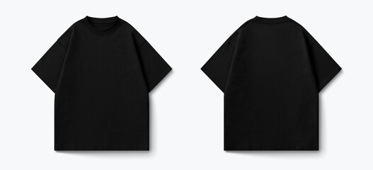 black oversized tshirt from front and back side, black tshirt for mockup