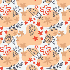Wallpaper with floral pattern and seamless texture