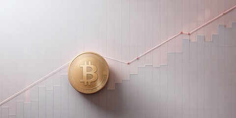 Minimalist Bitcoin Cryptocurrency Market Graph, Digital Currency Trend, Financial Investment