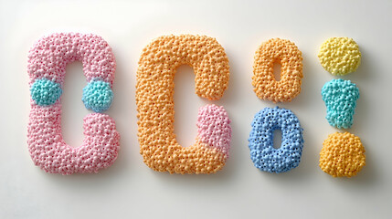 Colorful whipped topping letters