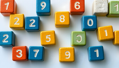 Colorful wooden blocks with numbers
