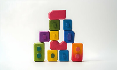 Colorful wooden building blocks tower