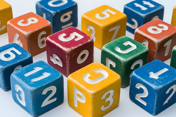 Colorful wooden number blocks
