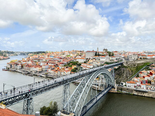 Fototapeta premium View of old town of Porto and bridge, Portugal