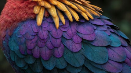 Obraz premium Majestic Bird: Iridescent Purple and Gold Feathers