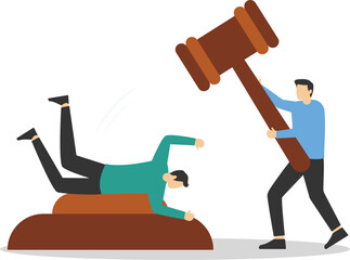 Businessman hold a big gavel for Justice and the others plead design vector illustration stock illustration