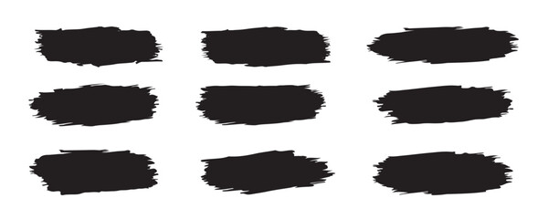 Black set paint, ink brush, brush strokes, brushes, lines, frames, box, grungy.. Trendy brush stroke for black ink paint,grunge backdrop, dirt banner,watercolor design and dirty texture.