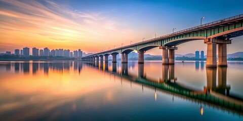 Minimalist Seoul Bridge & Han River - Modern Cityscape Stock Photo