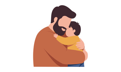 Father Hugging Child Flat Vector