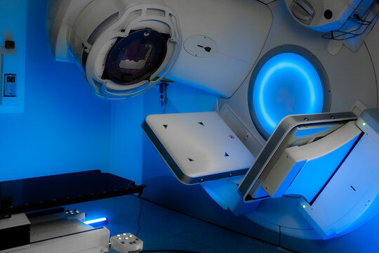 Advanced medical linear accelerator in therapeutic oncology. Concept of advanced medical technology.