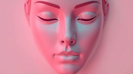 Modern 3D Mannequin Head with Pink Face - Stylized Portrait Art