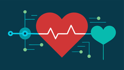 Heart Monitor Graph A stylized heart shape integrating a heartbeat line and digital data points representing the AIs ability to monitor and analyze heart health in real time.