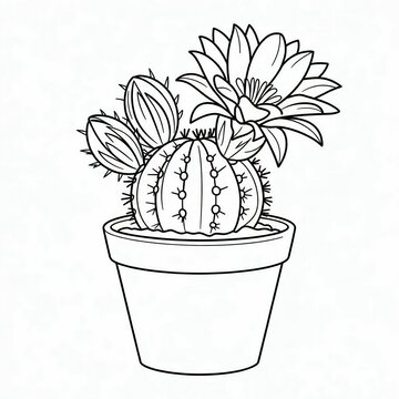 recommend clip art: cactus in a pot coloring 