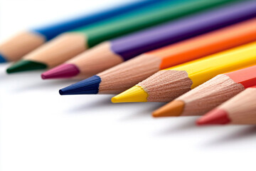 Obraz premium Close-up view of a vibrant pencil set arranged neatly for artistic creativity and expression