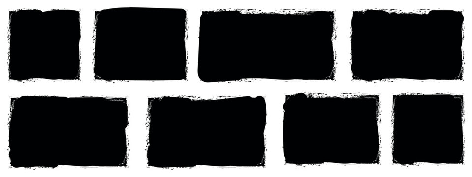 Set of paint brush grunge border frame. black grunge rectangles on a white background. Paint brush stamp collection. Vector brush rectangle grunge shape. eps 10