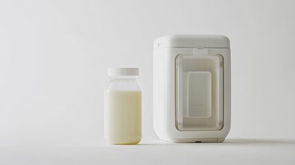 White Milk Container and Jar on Minimalist Background