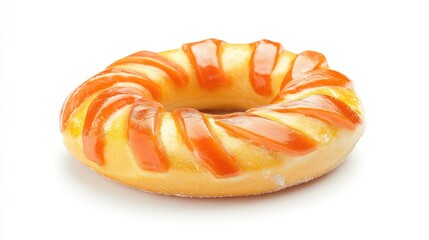 Sweet and Colorful Glazed Donut with Orange Icing Drizzles