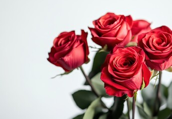 Beautiful Red Roses in a Delicate Arrangement for Celebrating Love and Romance with a Soft Background Ideal for Weddings and Special Occasions