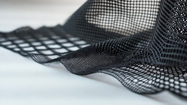 Small-holed black mesh fabric with an even pattern