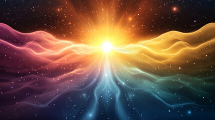 Ethereal light burst texture with vibrant colors and cosmic elements creates mesmerizing visual experience