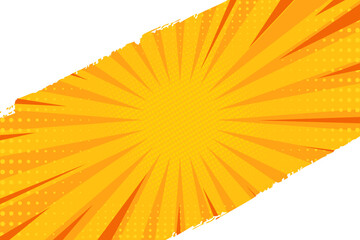 Fototapeta premium Cut out and isolated comic background in pop art style with sun rays and halftone. Retro style background with color halftone. Vector illustration