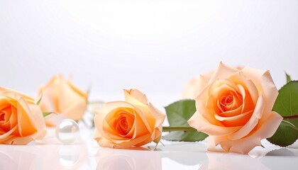 orange roses on a white  background