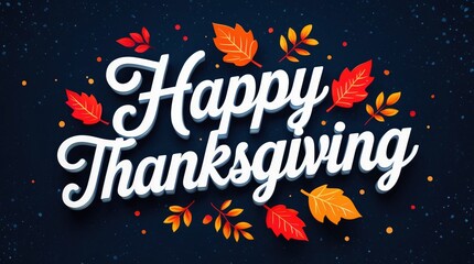 Happy Thanksgiving Greeting with Leaves