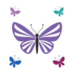 Colorful Butterfly Vector Art & Icons on White Background. Vector Illustration