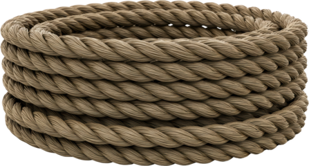 Coiled nautical rope thick braided cord texture detailed macro shot of beige hemp string