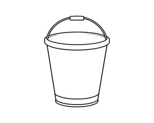 An empty bucket outline for cleaning or construction themes art