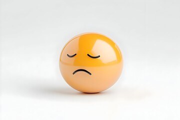Fototapeta premium A 3D rendered orange sphere with a sad emoticon face