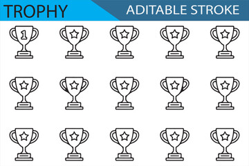 Editable Trophy Icon Set for Recognition and Reward Designs

