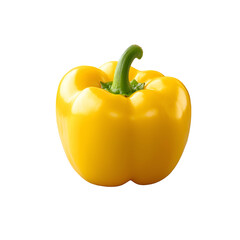 A fresh, ripe yellow bell pepper, a sweet and healthy vegetable also known as paprika, is isolated on a white background