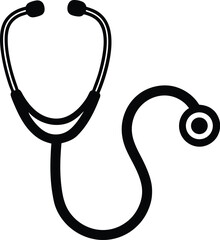 Stethoscope silhouette,  vector illustration , Medical stethoscope icon design, stethoscope line art vector outline drawing