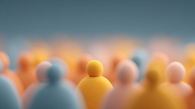 diverse group of people in soft focus representing world and collective growth with ample copy space