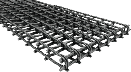 Close up of Black Woven Wire Mesh Industrial Material Texture Reinforcement Fabric Detail