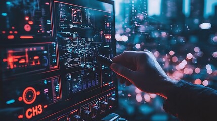 Interactive city data visualization on monitor