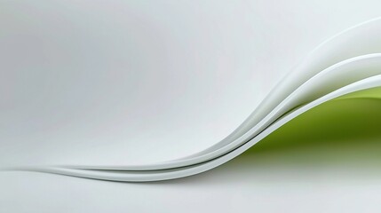 Abstract white and lime green curved shapes in a soft light.