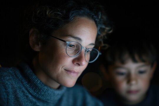 teacher confidently guides student through complex equations at clear modern desk