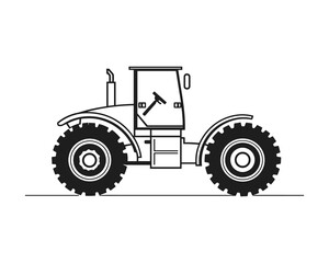 Black and white tractor farm vehicle for agriculture work use