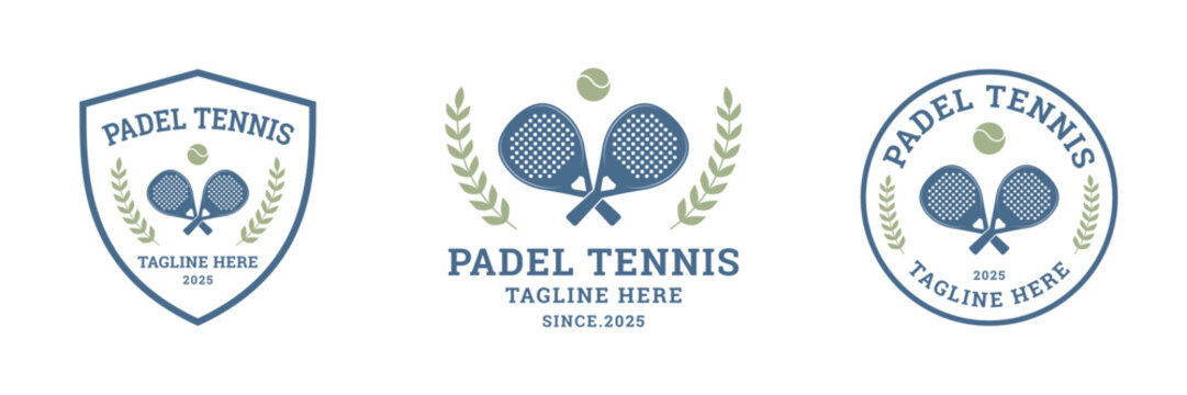 set vintage padel tennis logo vector illustration badge design