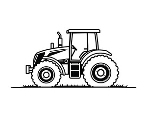 Tractor farm vehicle for agriculture in black and white art form