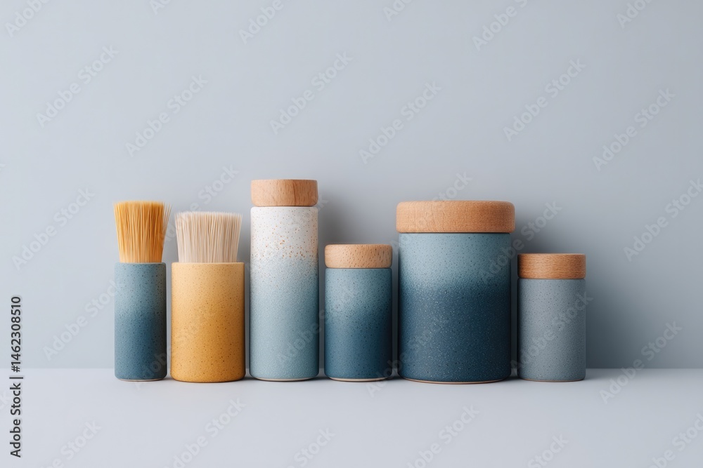 Poster array of minimalistic tools and materials for decoupage arranged with ample copy space