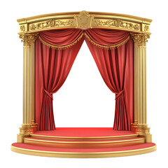 Ornate Gold and Red Stage with Drapery for Presentations