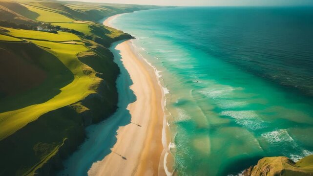 Aerial perspective of shoreline.