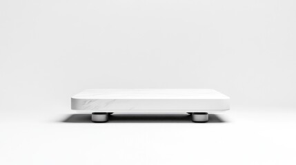 White Marble Tabletop Minimalist Style High-Resolution Front View Subtle Texture Display Surface Empty Studio Background Neutral Tones Ideal for Product Showcases