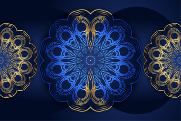 Blue and Yellow Concentric Mandalas with Sacred Geometry

